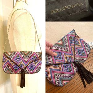 jessica mcclintock Crossbody Clutch Colorful Embroidered Boho